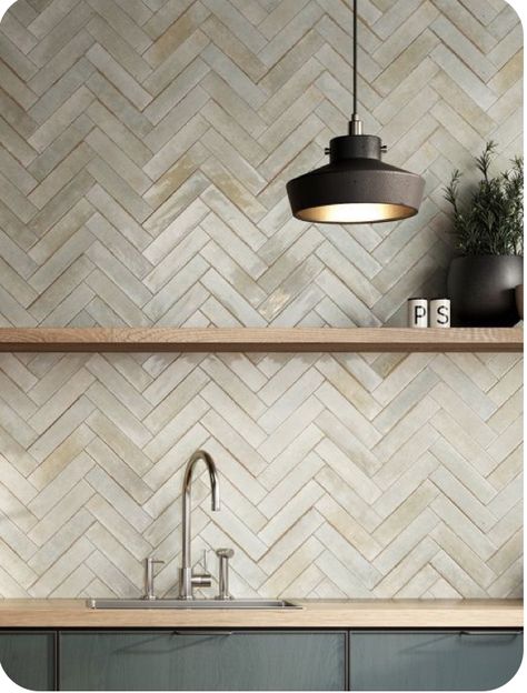 Brick Effect Wall Tiles, Kitchen Wall Tiles Design, Sage Kitchen, Wall Tiles Design, Porcelain Wall Tile, Kitchen Splashback, Kitchen Wall Tiles, Tile Inspiration, Tiles Design