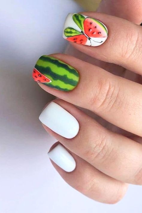 44 Watermelon Nails Perfect for Summer 2024 – Scan to Talk Yalda Nail Design, Summer Nails Coffin, Watermelon Nail Designs, Watermelon Nail, Easter Nail Art Designs, Yalda Night, Fruit Nails, Watermelon Nails, Acrylic Nail Shapes