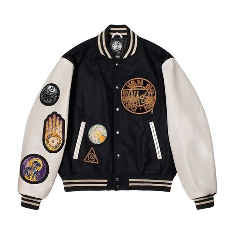 Stüssy on Instagram: "Stüssy & Dries Van Noten, available now worldwide" Embroidery Coat, Men In Uniform, Leather Sleeve, Baseball Jacket, Dries Van Noten, Jacket Design, Cotton Jacket, Types Of Collars, Hoodie Print