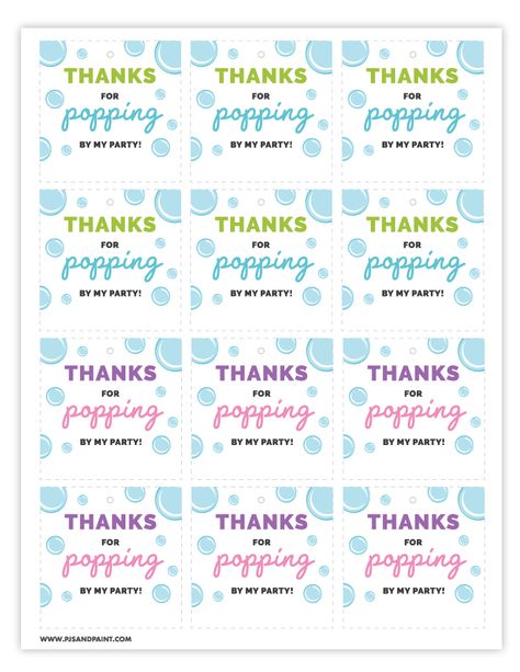 Bubble Party Favors | Free Printable Bubble Labels Bubble Thank You Tags, Bubble Party Favors Tags, Bubble Birthday Tags Free Printables, Bubbles Party Favors, Bubble Gift Tags Free Printable, Party Favor Tags Printable Free, Party Favor Ideas For Kids, Bubble Invitations, Beach Bday