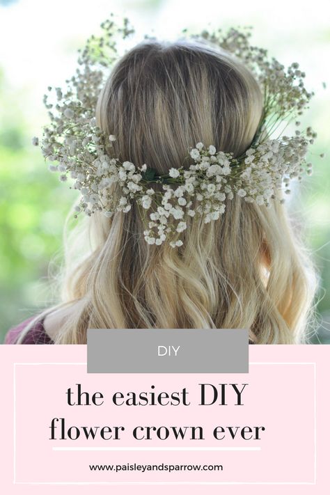 Simple Flower Crown, Baby Breath Flower Crown, Winter Beauty Tips, A Bunch Of Flowers, Diy Flower Crown, Diy Crown, Flower Girl Crown, Girls Crown, Anniversary Ideas