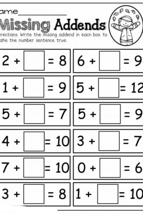 Enhance Math Skills with Free Missing Addend Worksheets Missing Addends, Missing Addend, Alphabet Recognition, Learning Mathematics, Dolch Sight Words, 1st Grade Math Worksheets, Sight Word Worksheets, Singapore Math, Kindergarten Math Activities