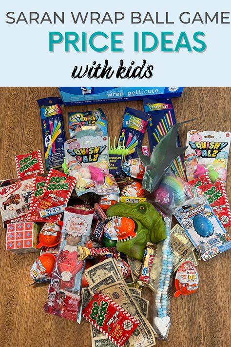 Game Prize Ideas, Bingo Prize Ideas, Wrap Ball Game, Saran Wrap Ball, Saran Wrap Game, Saran Wrap Ball Game, Kids Prizes, Fun Holiday Games, Prize Ideas