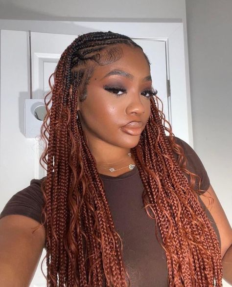 Reddish Brown Knotless Braids, Simple Braiding Hairstyles, Braids 2024, Hairstyle 2023, Extension Styles, Boho Knotless, Short Box Braids Hairstyles, Big Box Braids Hairstyles, Goddess Braids Hairstyles