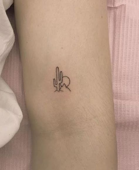 Cool Cactus Tattoo, Tiny Saguaro Cactus Tattoo, Small Western Ankle Tattoo, Single Line Cactus Tattoo, Tiny Cactus Tattoo Simple, Fine Line Tattoo Cactus, Cactus Matching Tattoo, Cactus Tattoo Behind Ear, Small Tattoos Cactus