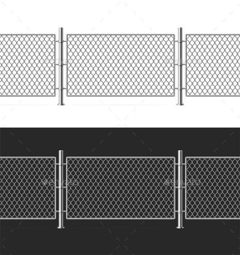 3d Metal Fence Wire Mesh Set. Vector Fencing Design, White And Black Background, Mesh Fence, Wire Mesh Fence, Compound Wall, Mesh Fencing, Wire Fence, Metal Fence, 3d Metal