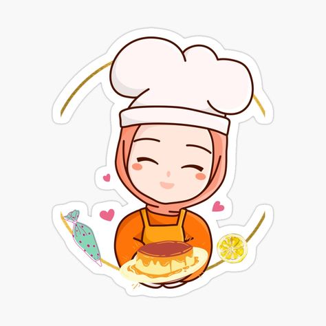 Chef Sticker, Cartoon Chef, Baking Logo Design, Cooking Logo, Cafe Logo Design, Menu Card Design, Baking Logo, Healthy Food Menu, Hijab Cartoon