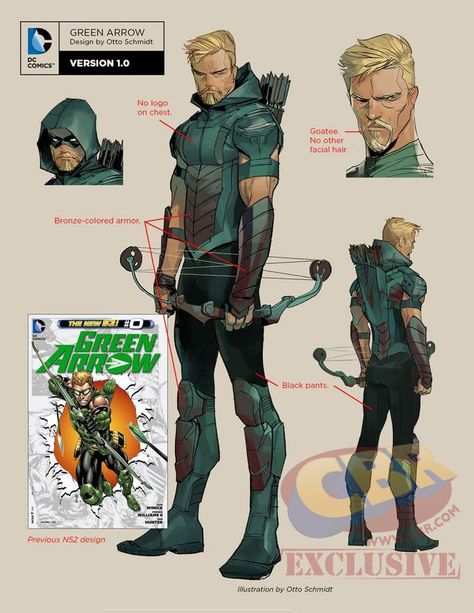 DC Unveils "Rebirth" Designs For Green Arrow, Supergirl and Superboy Green Arrow Costume, Arrow Costume, Arrow Comic, The Green Arrow, Dc Universe Online, Otto Schmidt, Dc Rebirth, Arrow Art, Univers Dc