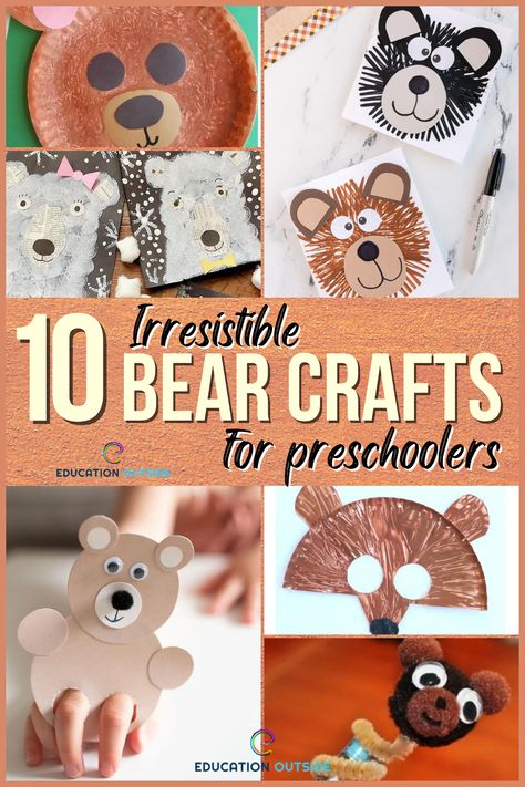 The Three Bears Craft Preschool, Bear Craft For Preschoolers, Teddy Bear Science Preschool, Teddy Bears Activities Preschool, B Bear Craft, Brown Bear Preschool Craft, Teddy Bear Day Activities Preschool, Bear Process Art Preschool, Bear Birthday Activities