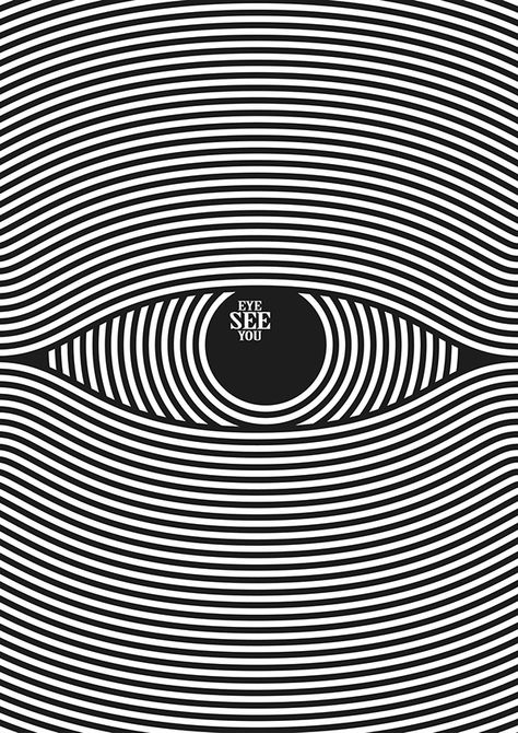 Franck Nederstigt (Dutch, based Amstelveen, Netherlands) - Eye See You Poster Design, 2014 Graphic Design Ideal Logo, Arte Doodle, Illustration Simple, Graphisches Design, 타이포그래피 포스터 디자인, Easy Drawing Tutorial, Design Mandala, White Poster, Art Et Illustration