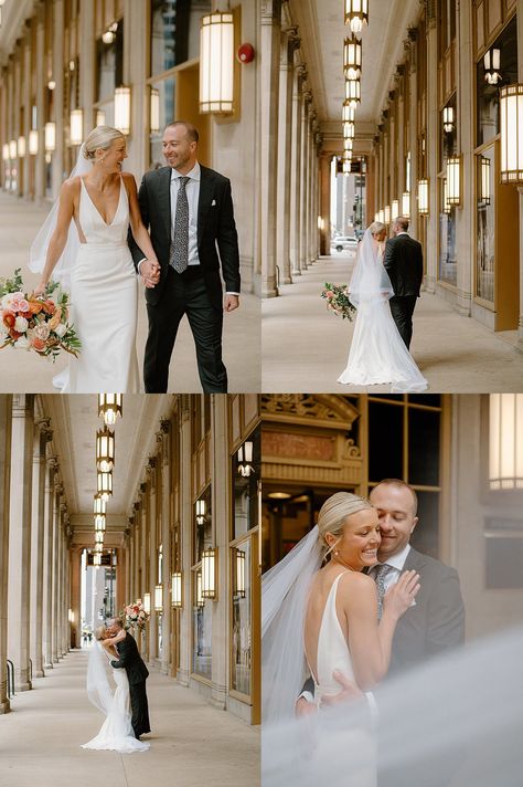 Are you a Chicago bride who loves the city? Check out this couple's big day that included lots of iconic spots like the Board of Trade building. Click the link for more inspo! Chicago Board Of Trade Engagement, Chicago Union Station Engagement Photos, Union Station Chicago, Chicago Engagement Pictures, Engagement Photos Chicago, Cafe Brauer, Chicago Wedding Photos, Chicago Engagement Photos, Midwest Wedding