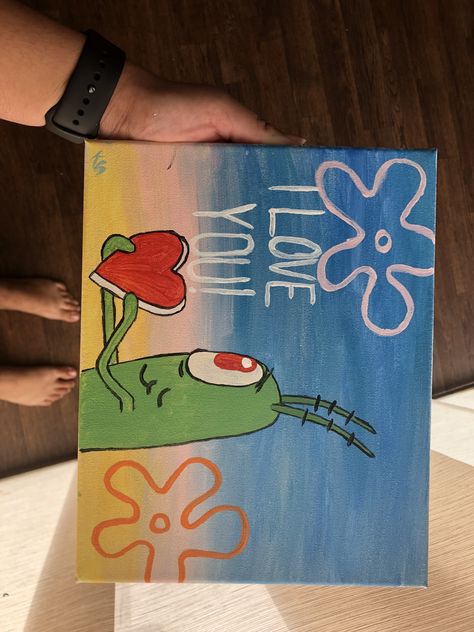 Painted this for my boyfriend Mini Toile, Organizator Grafic, Drawings For Boyfriend, Výtvarné Reference, Small Canvas Paintings, Hippie Painting, Simple Canvas Paintings, Cute Canvas Paintings, Easy Canvas Art