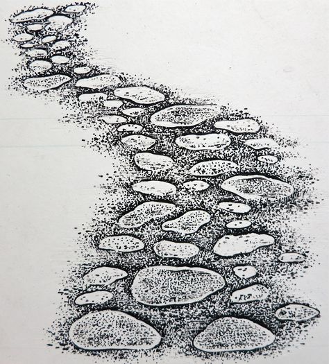 Cobbled Path | by Stampscapes Road Drawing, Ink Drawing Techniques, Fall Canvas Painting, Stippling Art, Fall Canvas, Pen Art Drawings, Stone Path, Doodle Art Designs, Stippling