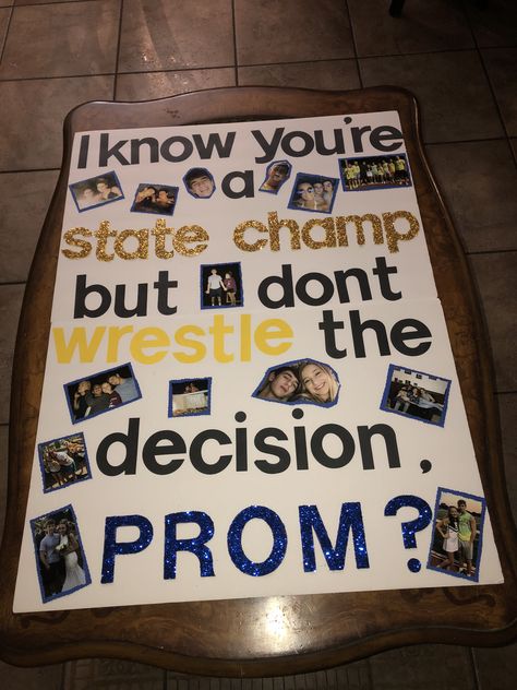 Wrestling state champion promposal Sadie Hawkins Proposals, Creative Prom Proposal Ideas, Sadies Proposal, Sadies Dance, Sadie Hawkins Dance, Formal Proposals, School Dance Ideas, Prom Posters, Cute Homecoming Proposals