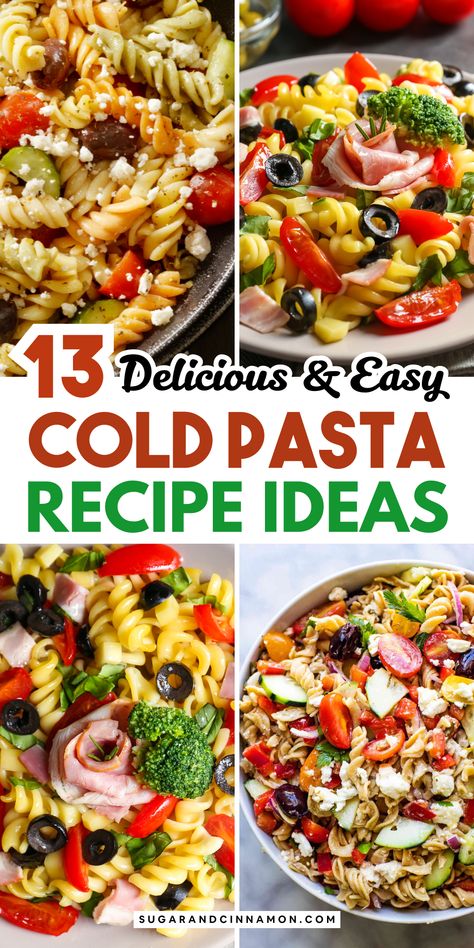 Beat the heat with these easy cold pasta salad recipes! 🥗☀️ Great for entertaining or meal prep, these salads are a delicious way to enjoy fresh ingredients. From creamy to vinaigrette dressings, there's something for everyone. Save this pin for tasty ideas you can whip up anytime! 💕 Pasta Salad Meal Prep Healthy, Vege Pasta Salad, Banza Pasta Salad Recipes, Cold Food Ideas Meals, Pasta Salad Recipes For Thanksgiving, Now Tie Pasta Salad Recipes, Best Salads For Dinner, Best Easy Pasta Salad, Orzo Pasta Salad Recipes Cold