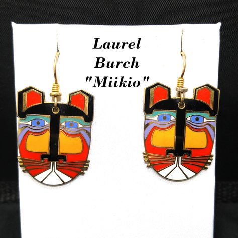 #etsy shop: Laurel Burch "Miikio" Earrings, Gold Plated Enamel Large Cat Faces, 1980s Vintage Jewelry https://etsy.me/3ekeSZN #gold #animal #animals #red #women #earwire #bohohippie #earlobe #laurelburch Cat Faces, Jewelry Boards, Laurel Burch, Enamel Jewelry, Cat Face, 1980s Vintage, Vintage Gifts, Earrings Gold, Beautiful Necklaces