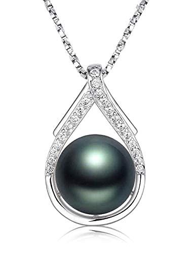 PRICES MAY VARY. black pearl necklace pendant is made of 925 sterling silver,Electroplating three layers whose silver part is not oxidized easily, remaining radiant, use Imported Eight stars and eight arrows AAAA Cubic Zirconia. Nonnyl Tahitian Black Pearl Pendant Necklace 10-10.5mm Round Women Silver Necklace Women's Pendant,matching a free 18 inches cable chain. Attention pleases: Most Tahitian Pearl Jewelry pearls that are identified as “black” are actually charcoal grey or dark green. All pe Tahitian Black Pearl Necklace, Black Pearl Pendant, Tahitian Pearls Jewelry, Pet Memorial Necklace, Tahitian Pearl Necklace, Real Pearl Necklace, Necklace For Mom, Black Pearl Necklace, Cuff Bracelets Handmade