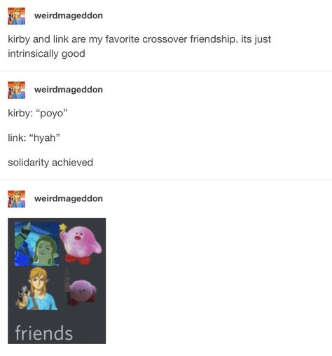 Kirby, Link | Legend of Zelda, Super Smash Bros Zelda Super Smash Bros, Link Legend Of Zelda, Smash Bros Funny, Legend Of Zelda Memes, Zelda Funny, Nintendo Super Smash Bros, Video Game Memes, Link Zelda, Smash Brothers