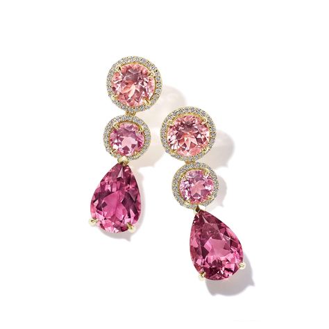 Couture Pink Tourmaline drop Earrings Mimi So Beautiful Wedding Ring Sets, Pink Diamond Earrings, Pink Tourmaline Jewelry, Pink Diamond Jewelry, Pink Jewelry Set, Formal Jewelry, Chevron Necklace, Tourmaline Earrings, Gems Art