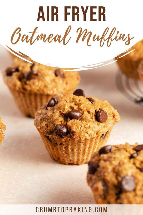 Air Fryer Muffins, Air Fryer Oatmeal, Oat Muffins Healthy, Air Fryer Cake Recipes, Oatmeal Muffins Healthy, Oatmeal Chocolate Chip Muffins, Oatmeal Muffin Recipes, Oats Chocolate, Dairy Free Low Carb