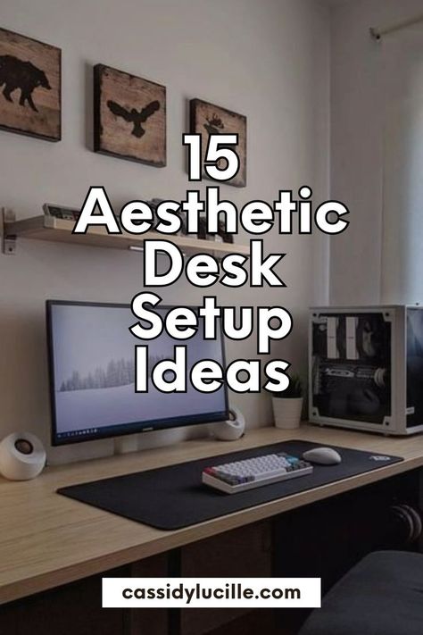 Explore 15 inspiring and aesthetic desk setup ideas to elevate your workspace. From cozy home desk setup ideas to dreamy desk setup designs, find the perfect inspiration to create a college desk setup that is both cute and functional. Revolutionize your work environment with these curated suggestions. Tap to see these home office desk setup ideas now! Aesthetic Desk Setup Ideas, Office Desk Setup Ideas, College Desk Setup, Dreamy Desk, Home Office Desk Setup, Home Desk Setup, Office Desk Setup, Aesthetic Desk Setup, Desk Setup Ideas