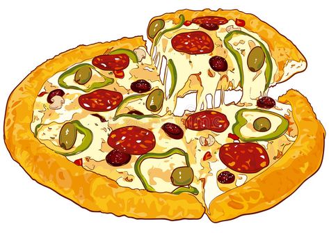 Pizza vector version royalty free illustration Pizza Cartoon, Pizza Drawing, Pizza Vector, Pizza Art, Pizza Design, Food Clipart, Cute Food Drawings, Cute Food Art, Food Drawing