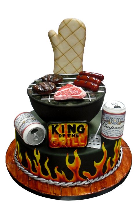 Groom's cake idea - Forget the others! I'm doing something like THIS for Cesar and Ale's wedding!!! Birthday Cake For Dad Father, Cake For Dad, 3d Dort, Bbq Cake, Dad Birthday Cakes, Sculpted Cakes, Beer Cans, Cakes For Men, Cool Birthday Cakes