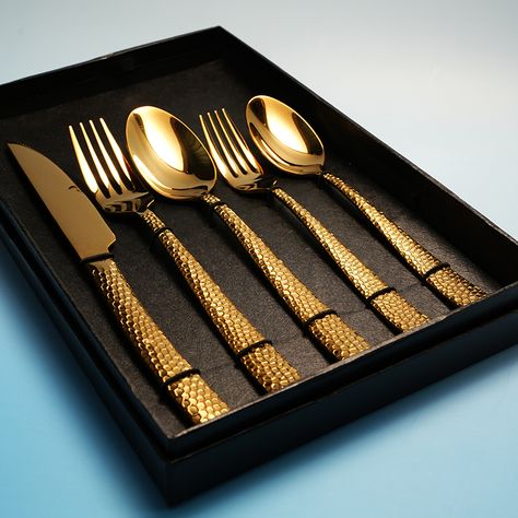 Bronze Cookware, Modern Cutlery, Gold Fork, Fast Moving Consumer Goods, Fork Spoon Knife, Spoon And Fork Set, Gold Cutlery Set, Cutlery Set Stainless Steel, Gold Cutlery