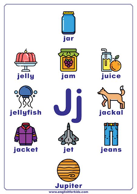 Letter J Worksheets, Flash Cards, Coloring Pages. English alphabet for kids. Letter J words. #ESL #ABC J Words Preschool, Letter J Flashcards, Alphabet Words Worksheet, Two Letters Words For Kids, J Is For, Letter J Worksheets Preschool, Word Family Worksheets Free, J Worksheet, English Alphabet For Kids