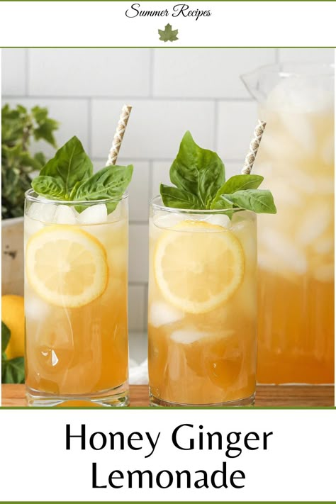 This Honey Ginger Lemonade is like summer in a glass! Get the recipe! Hot Water With Lemon, Honey Lemonade, Water With Lemon, Honey Drink, Ginger Lemonade, Drinking Hot Water, Honey Ginger, Drink Recipes Nonalcoholic, Lemon Drink