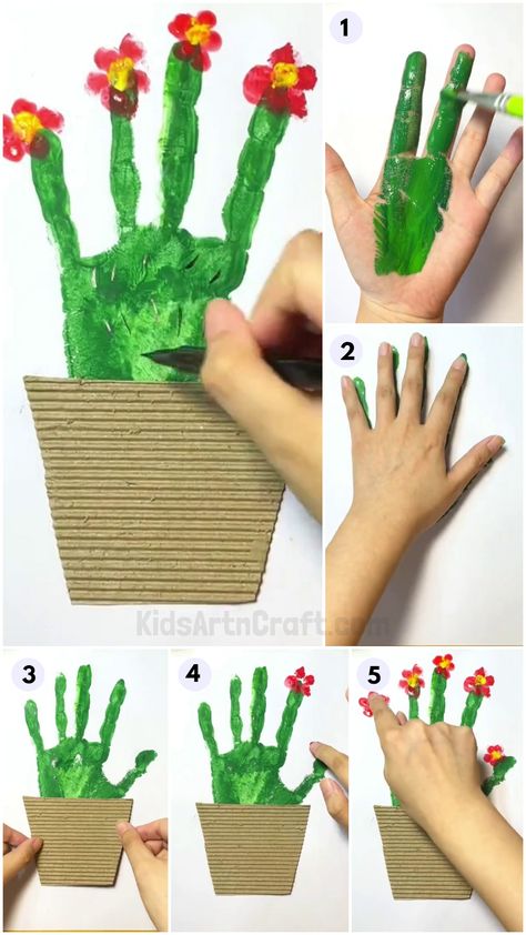 DIY Handprint Cactus Artwork For kids To Try At Home Hand Print Cactus, Cactus Handprint Art, Hispanic Heritage Month Crafts, Desert Crafts, Artwork For Kids, Cactus Artwork, Mexico Crafts, Rocket Craft, Gardening Club