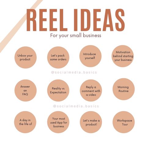 Ideas for reel content or video on Instagram for small businesses. What type of content a business should create on social media Posts For Business Page, Content Ideas For Small Business Owners, Small Business Ideas Instagram, Instagram Reel Ideas Small Business, Business Page Post Ideas Instagram, Insta Buisness Ideas, Instagram Post Ideas Small Business, Small Instagram Business Ideas, Creating Content For Instagram Business