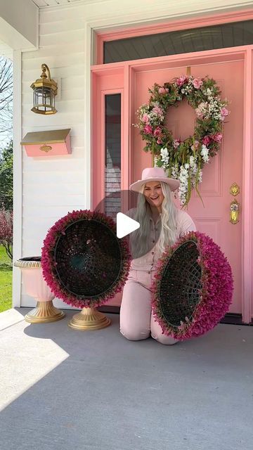 Pink Porch Decor, Topiary Balls Decor, Diy Topiary Trees Front Doors, Front Porch Topiary Ideas, Topiary Balls, Outdoor Topiary, Topiary Trees, Dream Cottage, Instagram Giveaway