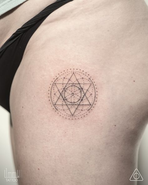 Simple Sacred Geometry Tattoo, Spiritual Fine Line Tattoo, Star Seed Tattoo, Geometric Tattoo Pattern Sacred Geometry, Anahata Tattoo, Sacred Geometry Tattoo Women, Seed Of Life Tattoo, Merkaba Tattoo, Geometric Tattoo Pattern