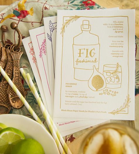 Cocktail Recipe Cards, Cocktail Recipe Card, Fig Syrup, Coctails Recipes, Recipe Paper, Cocktail Recipes Easy, Fresh Figs, Pretty Drinks, Cocktail Menu