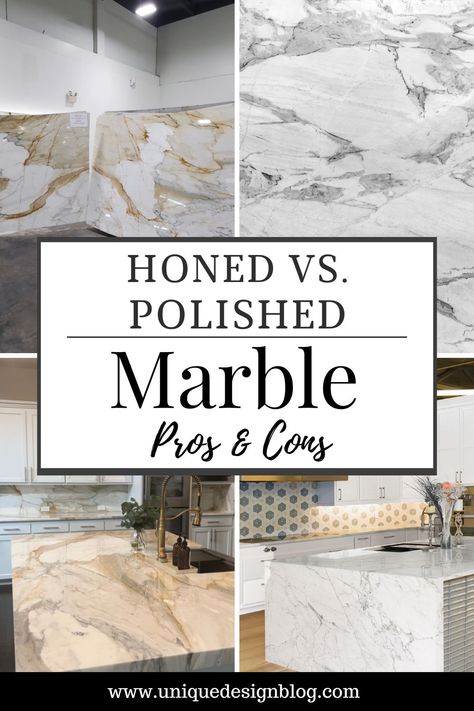 I am so proud of myself that I found this. It's such a great guide for learning about honed and polished marble finish. Honed Marble Floor, Kitchen Renovation Diy Ideas, Kitchen Renovation Design, Luxe Kitchen, Kitchen Renovation Inspiration, Honed Marble Tiles, Marble Tile Bathroom, Marble Countertops Kitchen, Farmhouse Kitchen Remodel