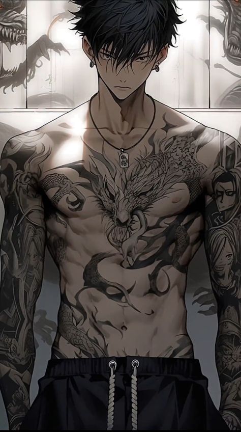 Anime Pp, Yakuza Anime, Ornamental Tattoo, Costume Anime, Anime Phone, Anime Men, Pc Wallpaper, Japon Illustration, Dark Anime Guys