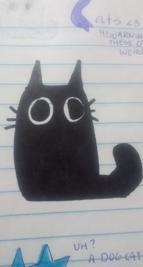 Blob Cat Drawing, Scrunkly Cat Drawing, Small Cat Doodle, Derpy Cat Drawing, Derpy Doodles, Derpy Drawings, Blob Drawing, Blob Character, Blob Cat