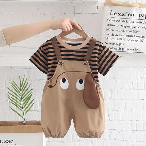 Baby Boys Girls Children Cartoon Animal Overalls Clothes Set Kid Toddler Outfits | eBay Baby Birthday Outfit, Kids Wear Boys, Childrens Clothes Boys, Toddler Wearing, Baby Boy Dress, Summer Baby Clothes, Baby Boutique Clothing, Suspender Pants, Boys Stripes