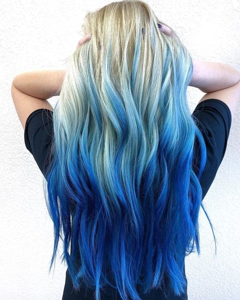 28 Blue Ombre Hair Color Ideas Trending Right Now Blue And Blonde Hair, Blue Ombre Hair, Blue Ombre, Ombre Hair, Hair Colors, Blue Hair, Blonde Hair, Highlights, Hair Color