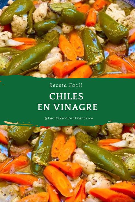 Hoy te muestro como hacer chiles en vinagre (en escabeche). Esta receta casera mexicana es super fácil de hacer. Los preparare con chiles jalapeños, zanahoria, y coliflor. ¡Espero y te gusten!

⭐¡Suscríbete a mi canal para ver mas recetas! Blender Salsa, Chile Jalapeño, Mexican Dishes, Mexican Food, Mexican Food Recipes, Food Lover, Appetizer, Chile, Vegetarian Recipes