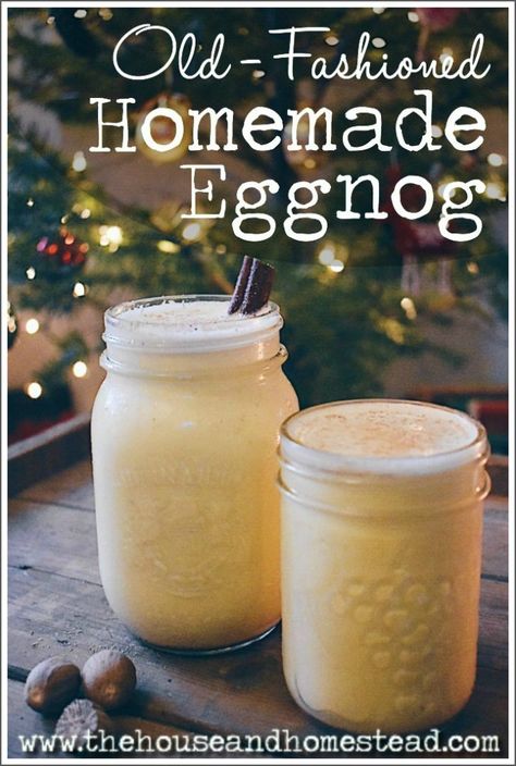 Old-Fashioned Homemade Eggnog Recipe | The House & Homestead Homemade Eggnog Recipe, Resep Koktail, Classic Eggnog, Eggnog Recipe Homemade, Homemade Eggnog, Eggnog Recipe, Egg Nog, Holiday Drinks, Holiday Cooking