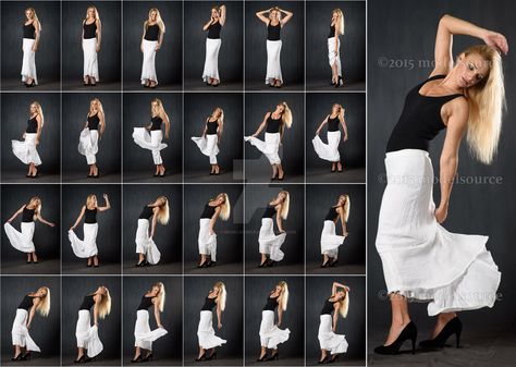 Stock: Gianna Moving in Long Skirt - 24 Images by stockphotosource Long Skirt Poses Photo Ideas, Long Skirt Photoshoot Poses, Marines Girl, Portrait Women, Modeling Poses, Bad Fashion, Dance Images, Model Reference, People Dancing