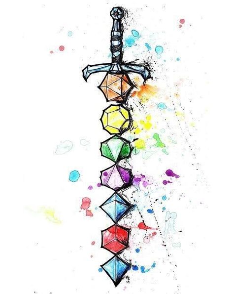 Cool Dnd Tattoos, Dnd Dm Tattoo Ideas, Dnd 20 Dice Drawing, Critical Role Tattoo Designs, Dungeons And Dragons Drawings Easy, Dnd Tattoos Ideas, Dnd Watercolor Art, Dnd Dice Drawing Easy, Dnd Wall Mural