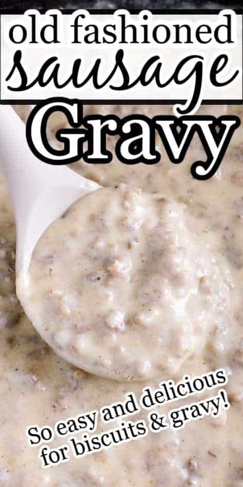 Spoonful of sausage gravy, being scooped up. Small Batch Sausage Gravy, Easy Biscuit Gravy Recipe, Best Homemade Sausage Gravy, Easy Homemade Sausage Gravy, Homemade Biscuit Gravy, Sausage And Gravy Recipe, Biscuits And Bacon Gravy Recipe, How To Make Sausage Gravy, Gravy Recipe For Biscuits And Gravy