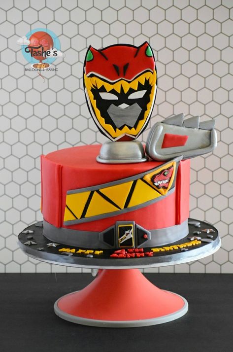 Gold Power Ranger Cake, Dino Fury Power Rangers Cake, Red Power Ranger Cake, Power Rangers Dino Charge Birthday, Cake Dino, Power Rangers Birthday Cake, Power Rangers Cake, Pj Masks Birthday Cake, Red Power Ranger