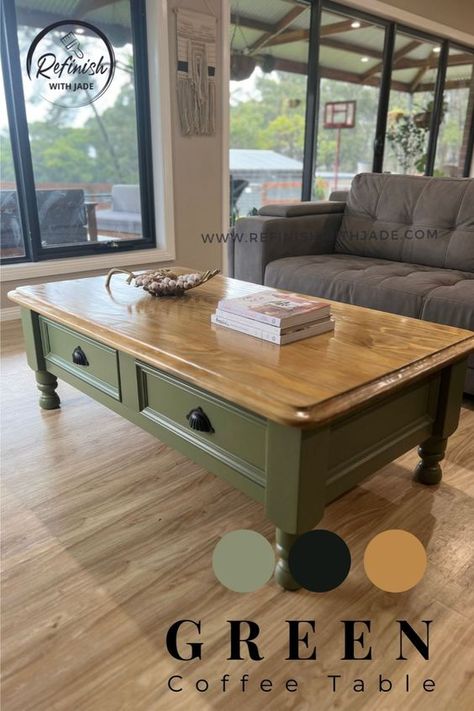 Wooden Coffee Table Refurbished, Painting Old Coffee Tables, Refinished Living Room Tables, Refinished Living Room Furniture, Retro Coffee Table Makeover, Refinishing Wood Coffee Table, Renovated Coffee Table, Upcycled Wooden Table, Refinished Wood Coffee Table