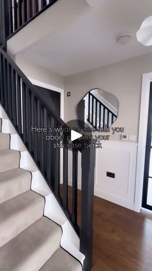 Black Painted Stairs, Staircase Black, Dark Staircase, Stairs And Hallway Ideas, Hallway Panelling, Paint Clay, Painted Staircases, Black Stairs, Sugar Soap