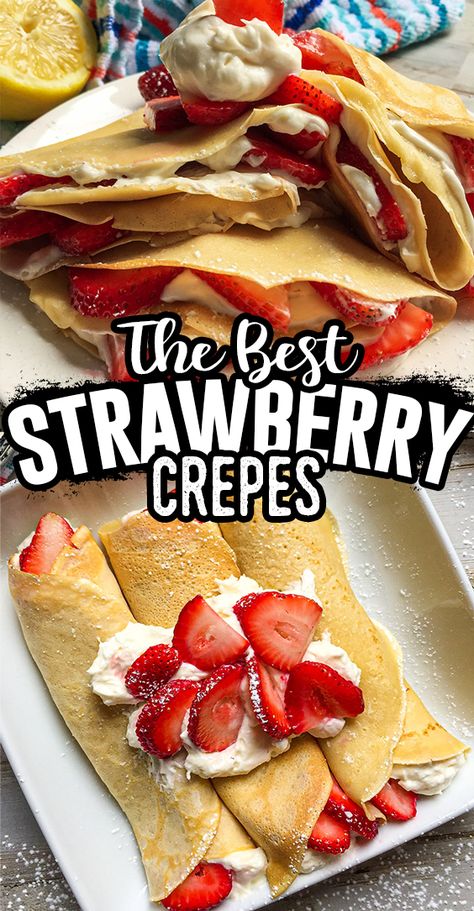 Crepe Recipe Filling, Strawberry Crepes Recipe, Breakfast Strawberries, Dessert Crepes, Ricotta Cream, Sweet Crepes Recipe, Strawberry Crepe, Homemade Crepes, Easy Crepe Recipe