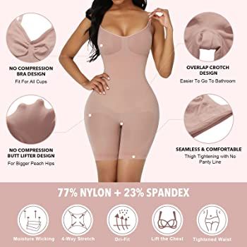 FeelinGirl Body Shaper Tummy Control Shapewear Seamless Full Bodysuit for Women Butt Lifter Bodysuit Back Support Adjustable Shoulder Straps with bra Beige M/L : Amazon.co.uk: Fashion Strapless Sports Bra, Sculpting Bodysuit, Corset Bodysuit, Slim Bodysuit, Full Body Shaper, Women Crafts, Full Body Suit, Shape Wear, Shapewear Bodysuit